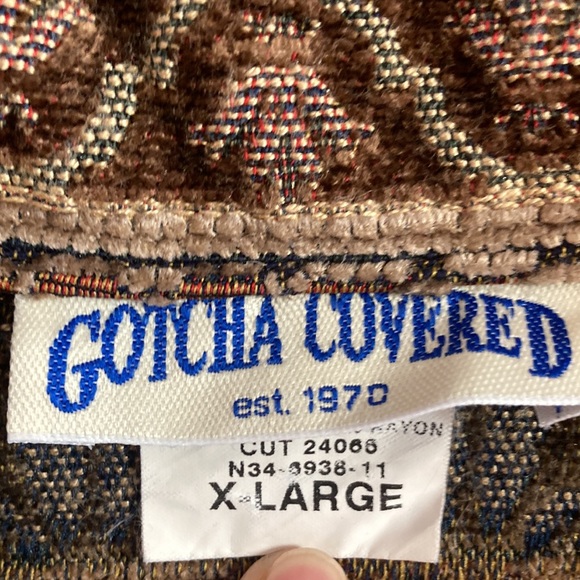 Vintage Gotcha Covered Women’s XL Tapestry Blazer Jacket Neutral Brown 90s - Picture 4 of 9